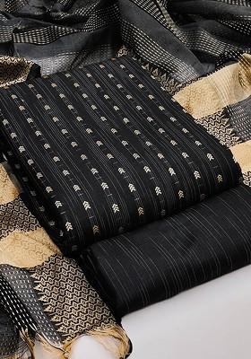 Black Woven Poly Blend Kurta Set