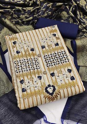 Beige Floral Print Poly Blend Kurta Set