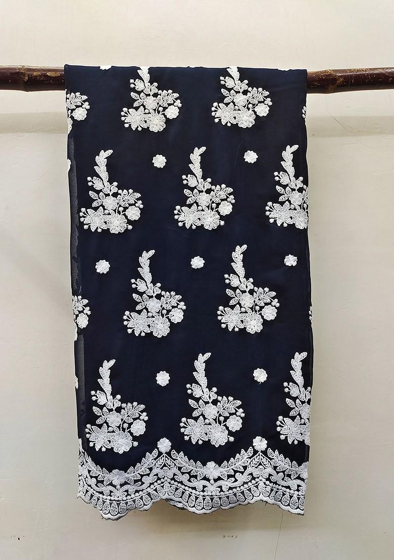 Blue Embroidered Silk Georgette Kurta Set - Indya