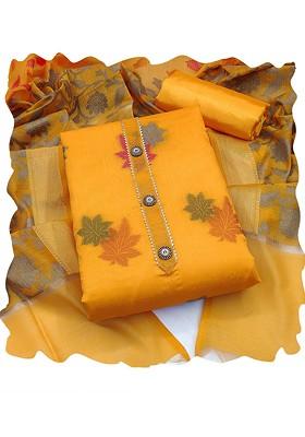 Yellow Woven Poly Blend Kurta Set