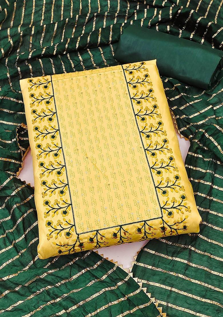 Yellow Embroidered Pure Silk Kurta Set
