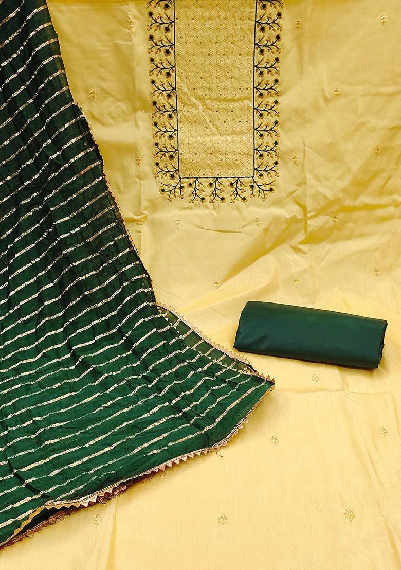 Yellow Embroidered Pure Silk Kurta Set