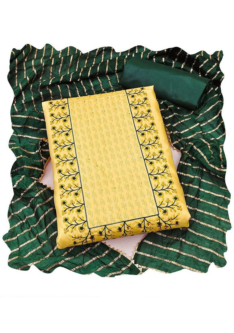 Yellow Embroidered Pure Silk Kurta Set