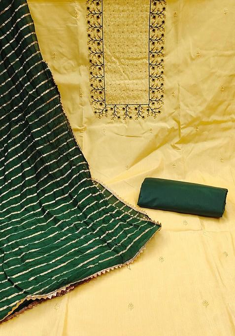 Yellow Embroidered Pure Silk Kurta Set