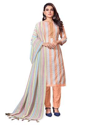 Orange Printed Poly Blend Kurta Set