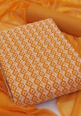 Orange Embroidered Poly Blend Kurta Set