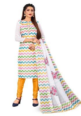White Printed Pure Cotton Kurta Set