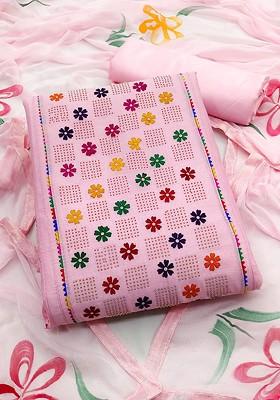 Pink Floral Print Poly Blend Kurta Set