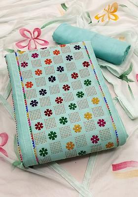 Sea Green Floral Print Poly Blend Kurta Set