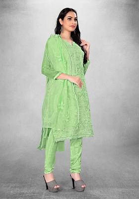 Green Embroidered Organza Kurta Set
