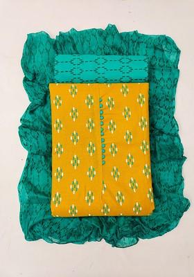 Yellow Printed Poly Blend Kurta Set