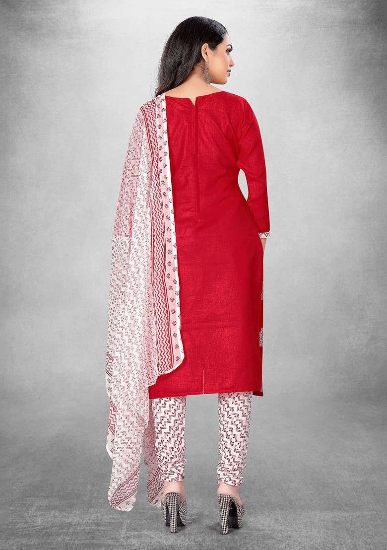 Red Floral Print Poly Blend Kurta Set - Indya