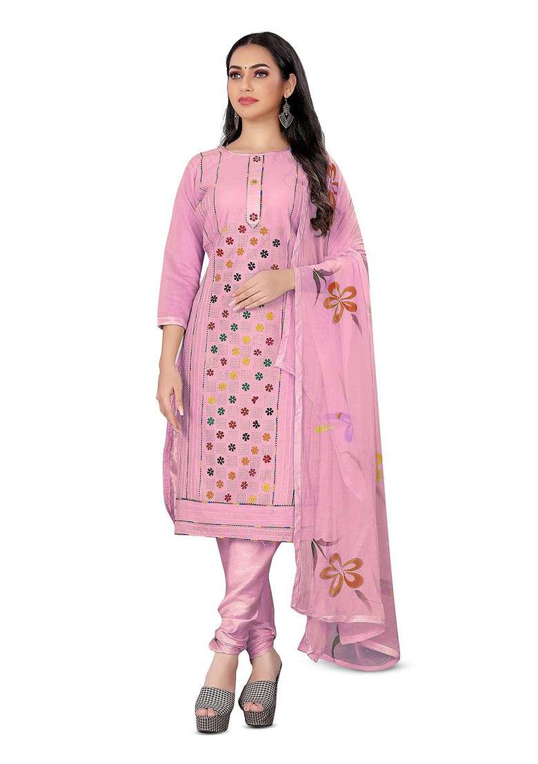 Pink Floral Print Poly Blend Kurta Set - Indya