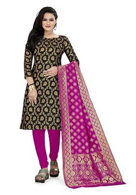 Black Woven Banarasi Silk Kurta Set