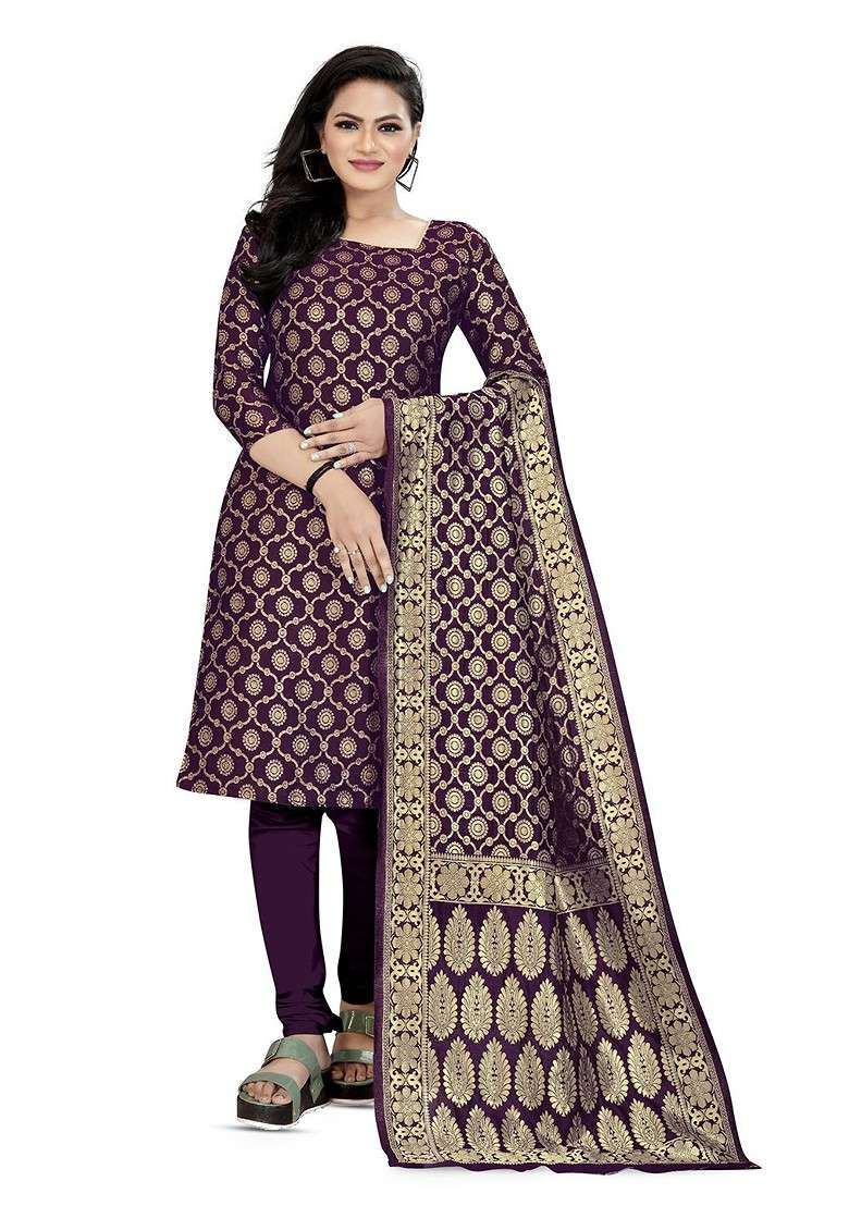 Purple Woven Poly Blend Kurta Set - Indya