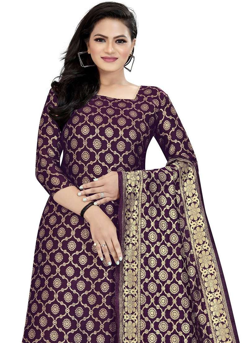Purple Woven Poly Blend Kurta Set - Indya
