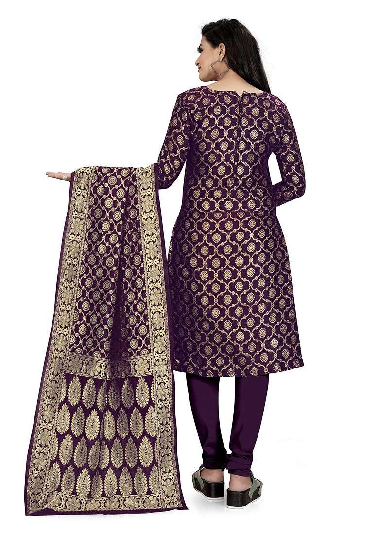 Purple Woven Poly Blend Kurta Set - Indya