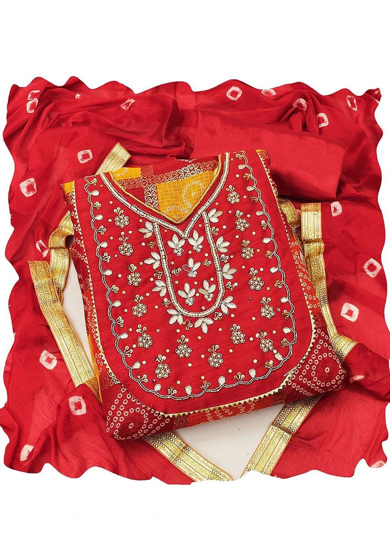 Red Floral Print Pure Cotton Kurta Set
