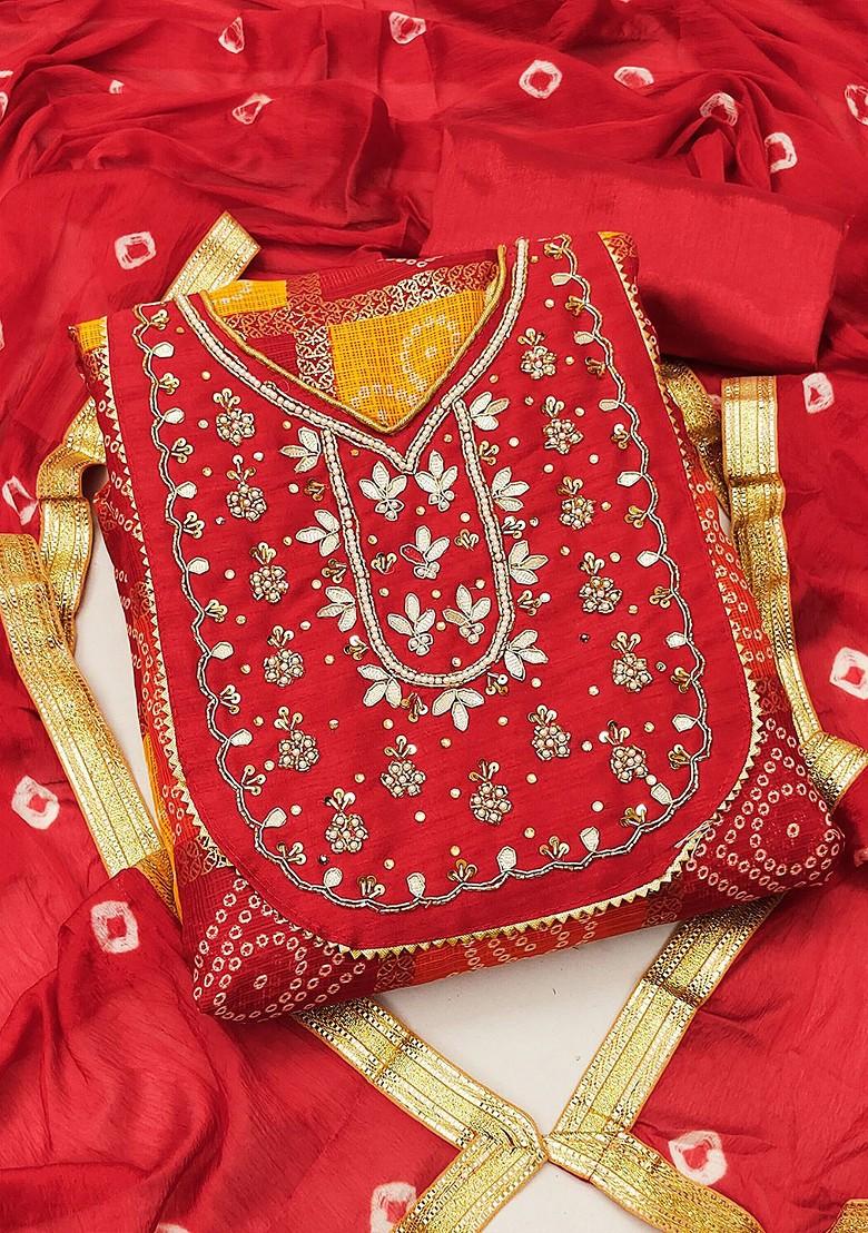 Red Floral Print Pure Cotton Kurta Set