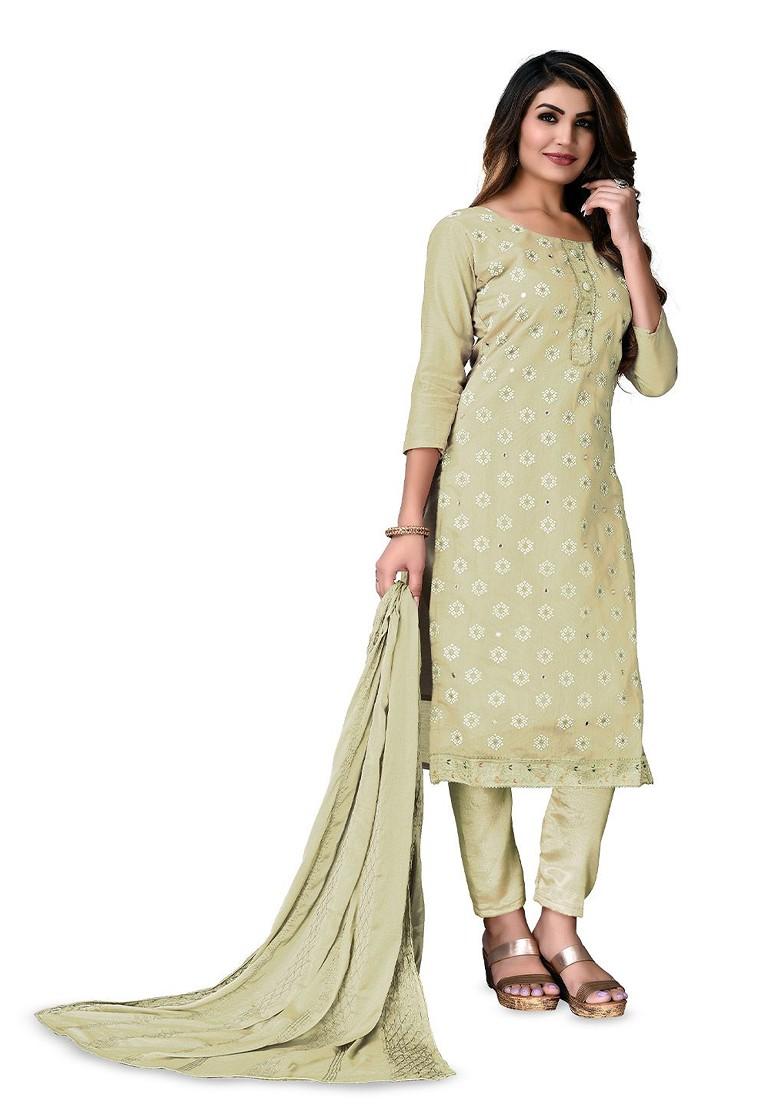Green Printed Poly Blend Kurta Set - Indya