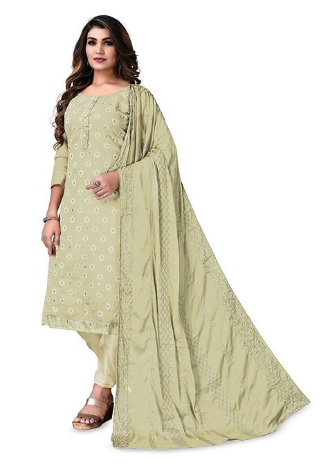Green Printed Poly Blend Kurta Set