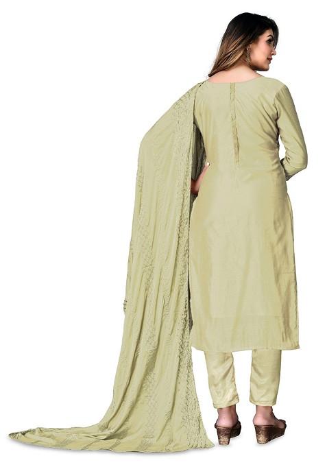 Green Printed Poly Blend Kurta Set