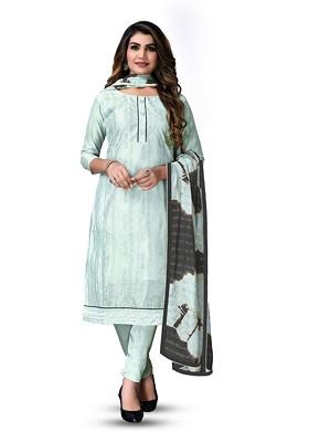 Sea Green Woven Poly Blend Kurta Set