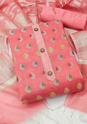 Peach Woven Poly Blend Kurta Set