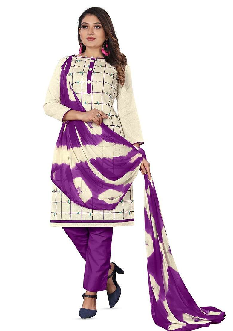 White Striped Blended Straight Kurta Set - Indya