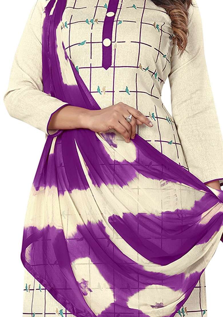 White Striped Blended Straight Kurta Set - Indya