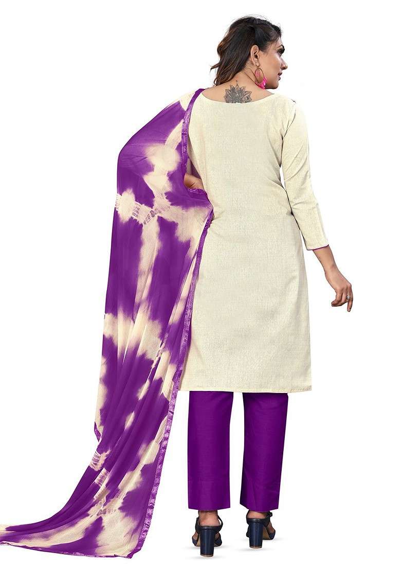 White Striped Blended Straight Kurta Set - Indya