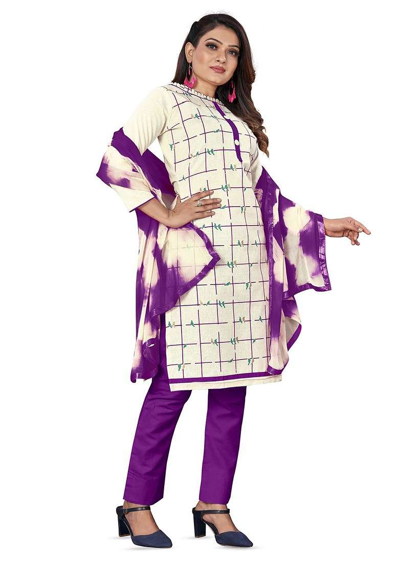 White Striped Blended Straight Kurta Set - Indya