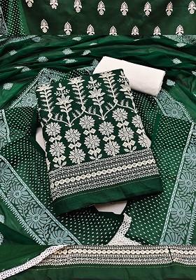 Green Embroidered Pure Cotton Kurta Set