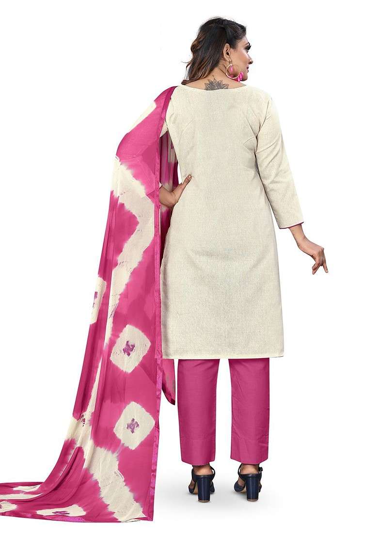 White Printed Cotton Straight Kurta Set - Indya