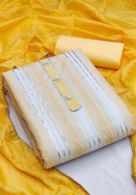 Yellow Striped Print Pure Cotton Kurta Set