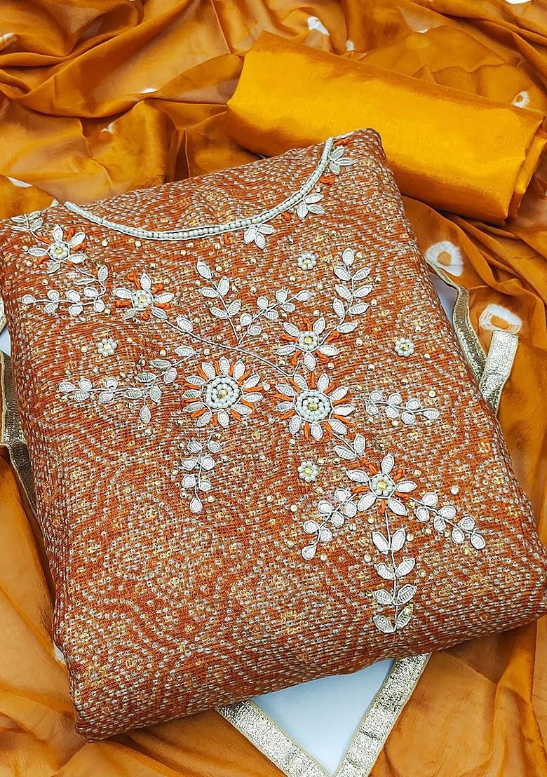 Mustard Printed Poly Blend Kurta Set - Indya