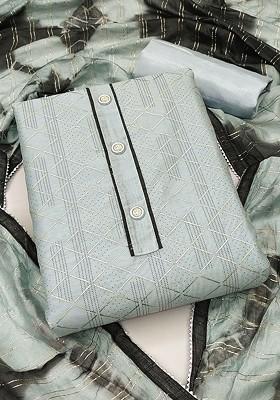 Sea Green Woven Poly Blend Kurta Set