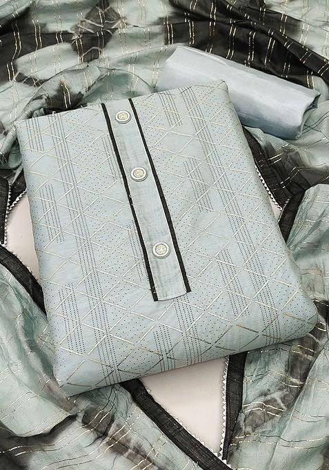 Sea Green Woven Poly Blend Kurta Set