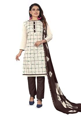 Off White Solid Poly Blend Kurta Set