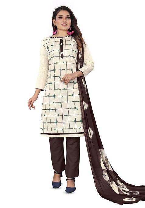 Off White Solid Poly Blend Kurta Set