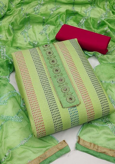 Green Woven Pure Cotton Kurta Set