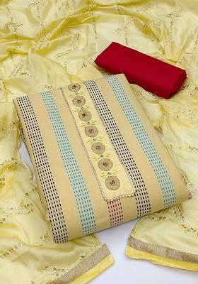 Yellow Striped Print Pure Cotton Kurta Set