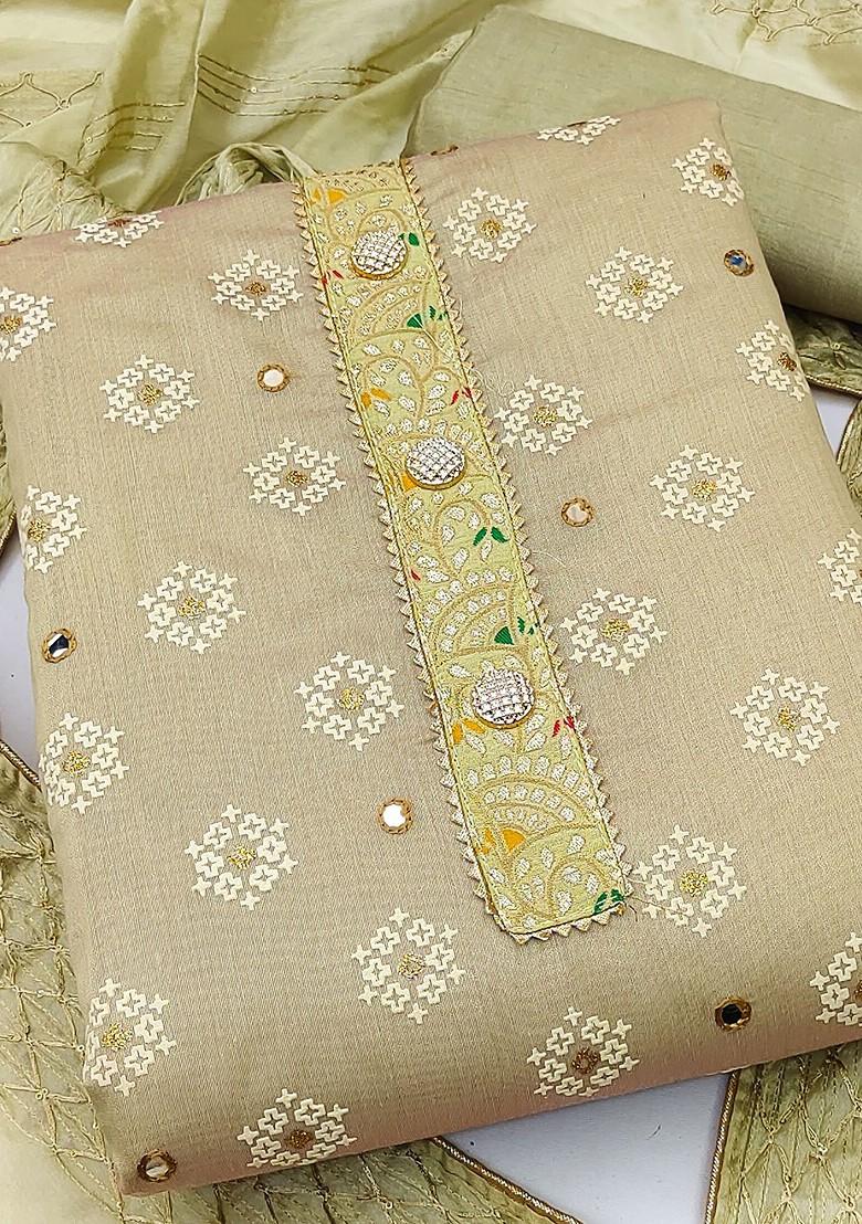 Beige Embellished Poly Blend Kurta Set - Indya