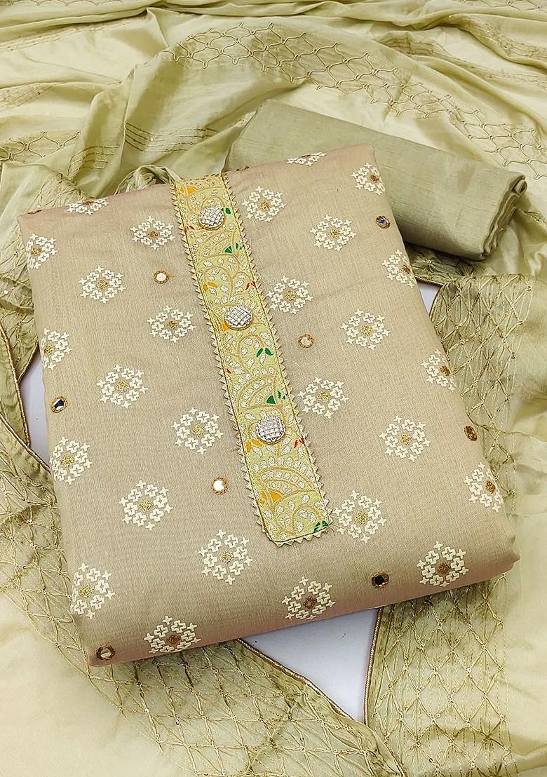 Beige Embellished Poly Blend Kurta Set - Indya