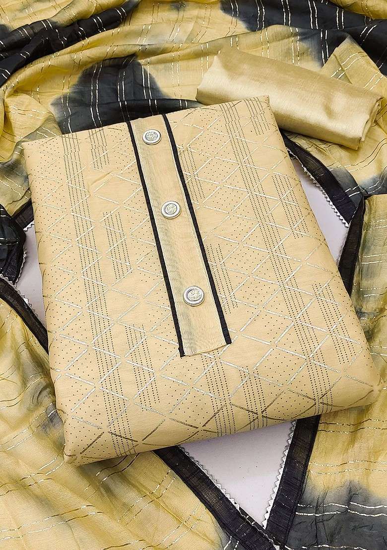 Yellow Woven Poly Blend Kurta Set - Indya