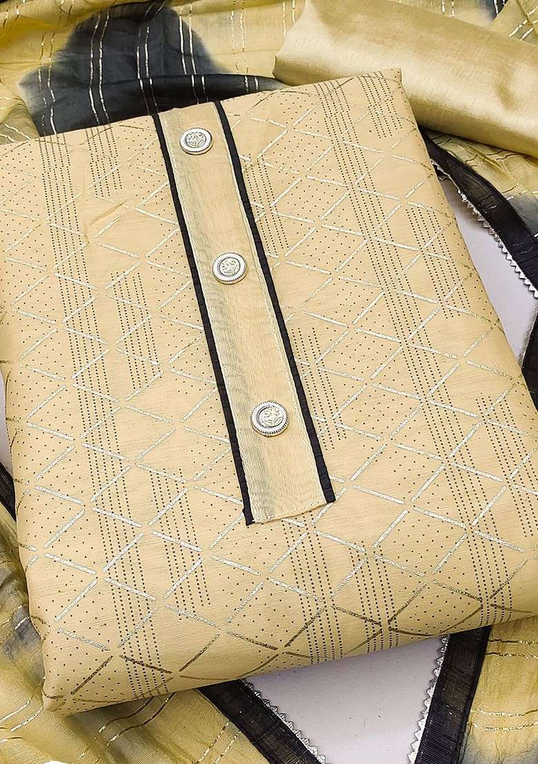 Yellow Woven Poly Blend Kurta Set - Indya