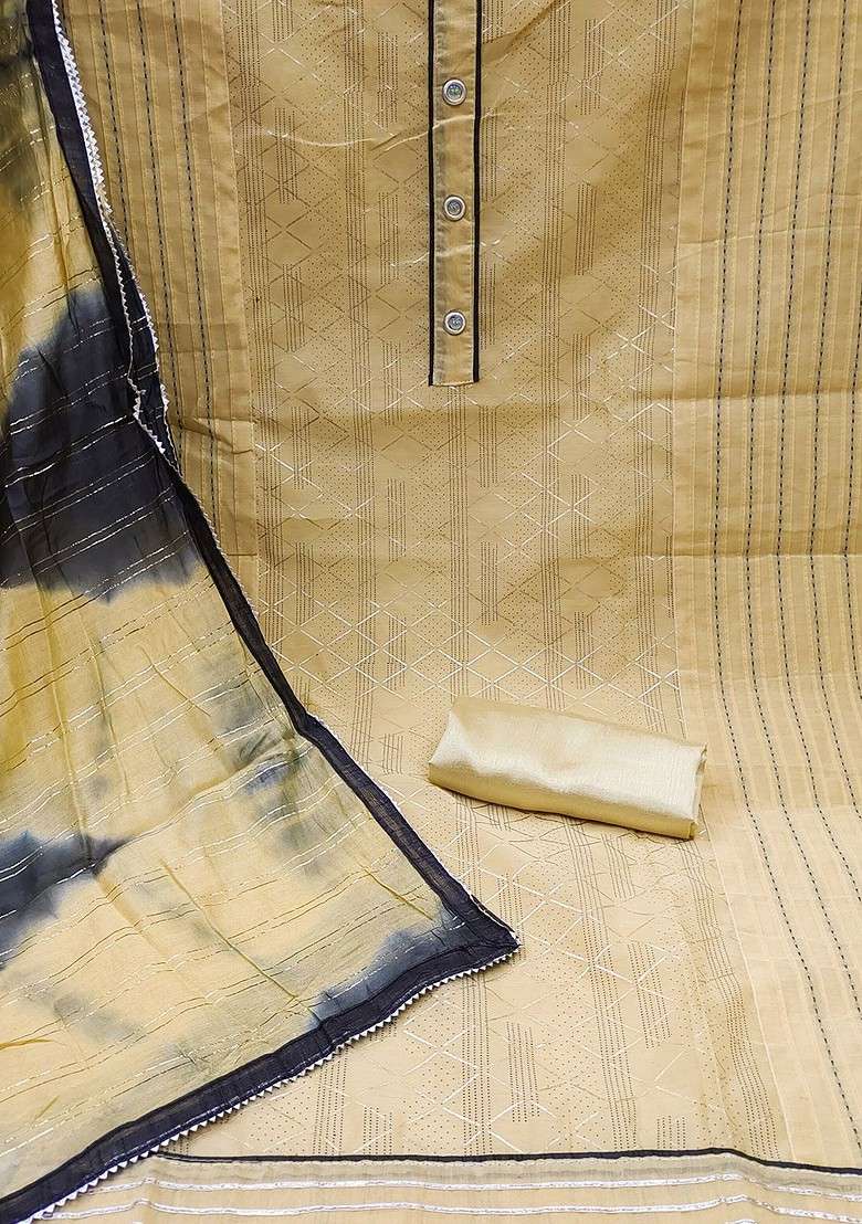 Yellow Woven Poly Blend Kurta Set - Indya