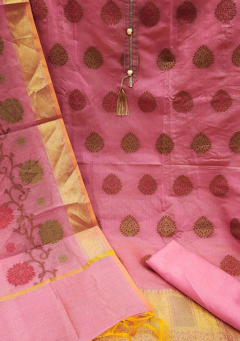Pink Embroidered Blended Straight Kurta Set - Indya