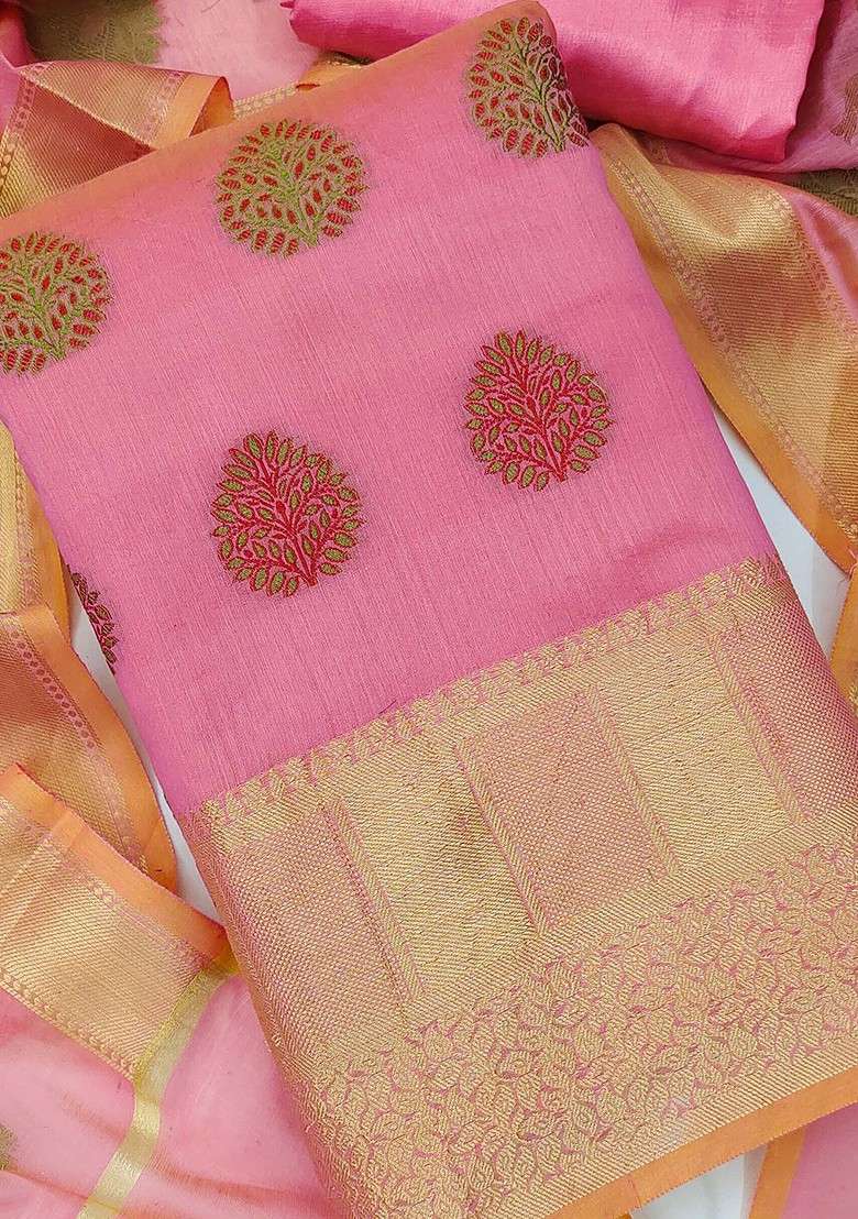 Pink Embroidered Blended Straight Kurta Set - Indya