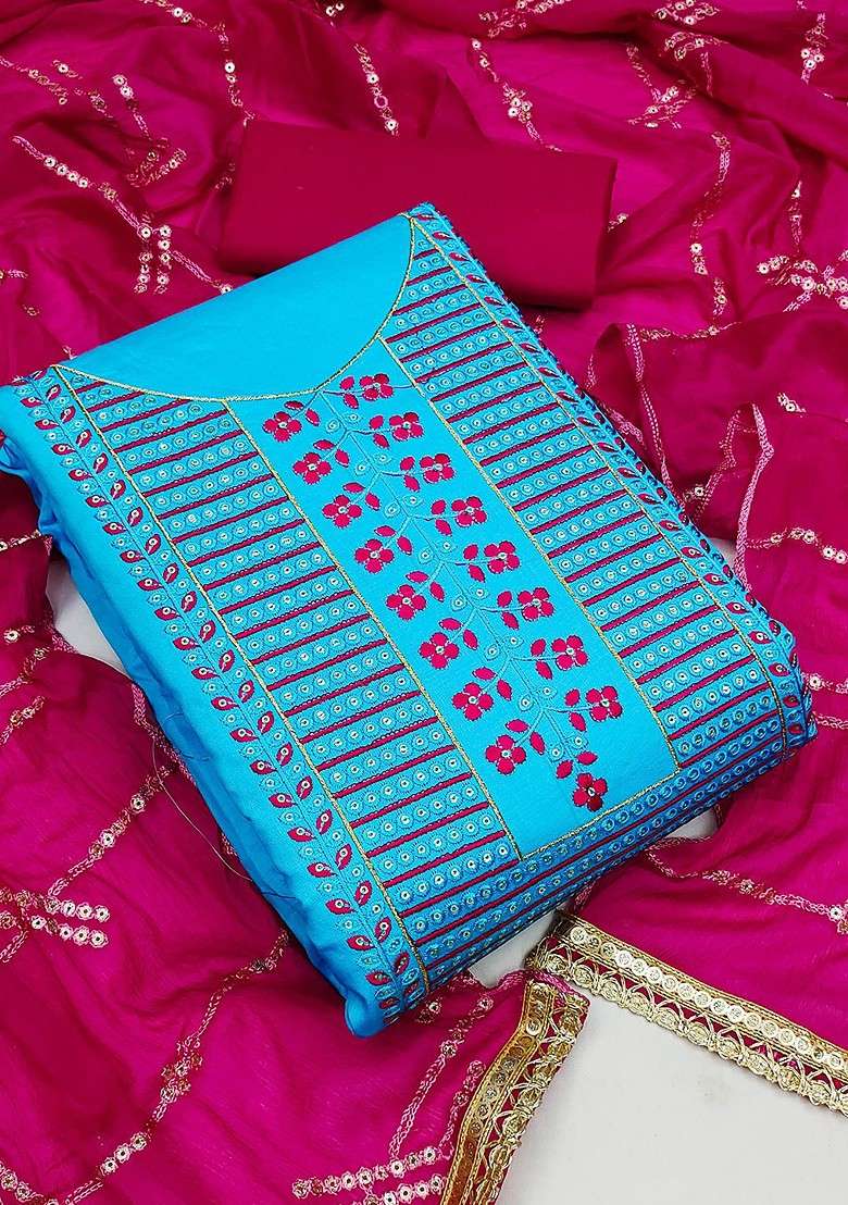 Blue Embellished Poly Blend Kurta Set - Indya